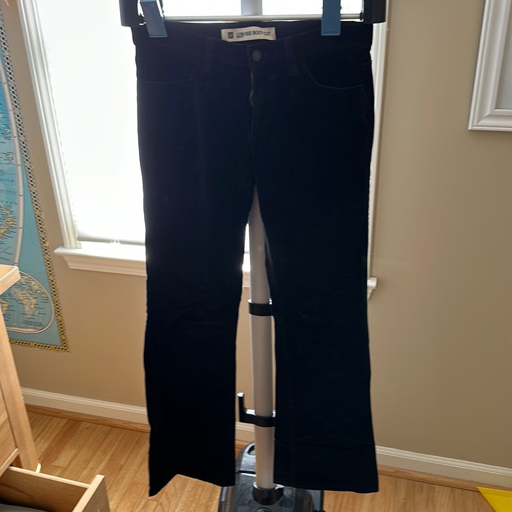 Black Velvet Low Rise Boot Cut Pant